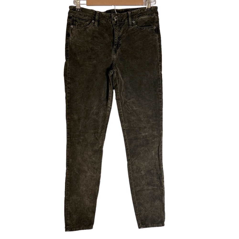 Lucky Brand Ava Super Skinny Mid Rise Velvet Pants Green Indie 6/28 #7W14198